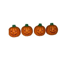 Pumpkin Halloween String Light Covers Vintage 1990s Set of 4 Plastic‎ Blow Molds